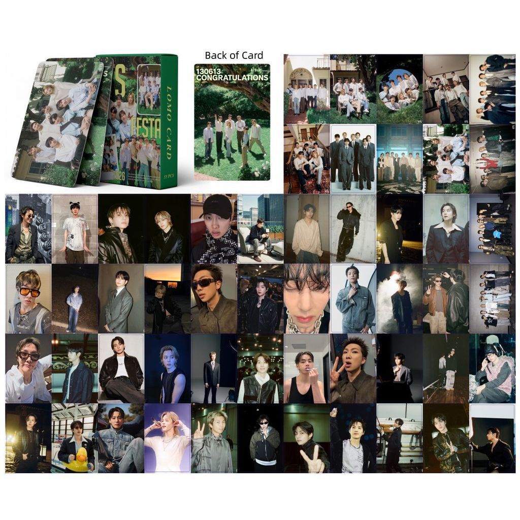 55pcs/box JIN ECHO Laser Holograma Cartões Lomo V Kim Tae Hyung Jung Kook Solo Álbum Layover Sete Suga RM J-HOPE Tour JI