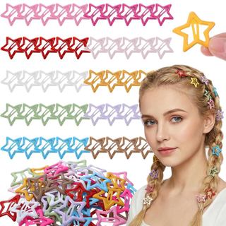 Tyqour 50 Peças de Presilhas de Cabelo em Forma de Estrela, Presilhas Coloridas Y2k, Presilhas de Metal para Meninas e M