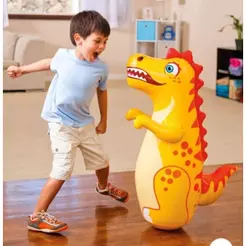 Brinquedo Saco de Pancadas João Bobo Dinossauro 95cm Inflável para Coordenação e Desenvolvimento Criança