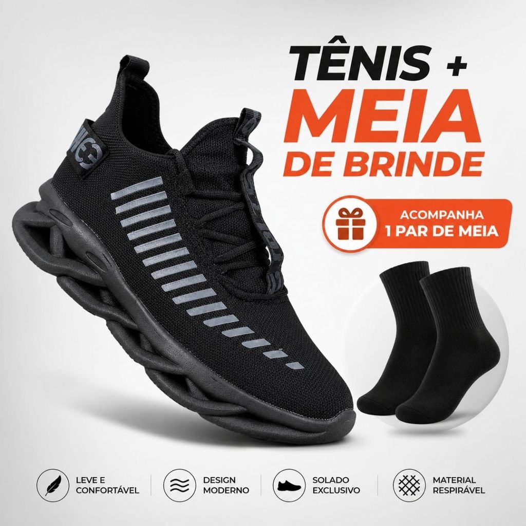 Tênis Masculino Esportivo Dia do Cliente Leve Super Oferta Com Brinde Meia Soft
