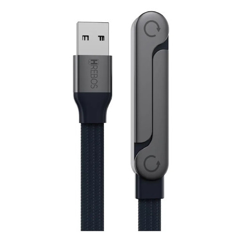 Cabo Com Suporte Dobrável Para Celular Usb-c 100w Turbo Carga Rápida Preto