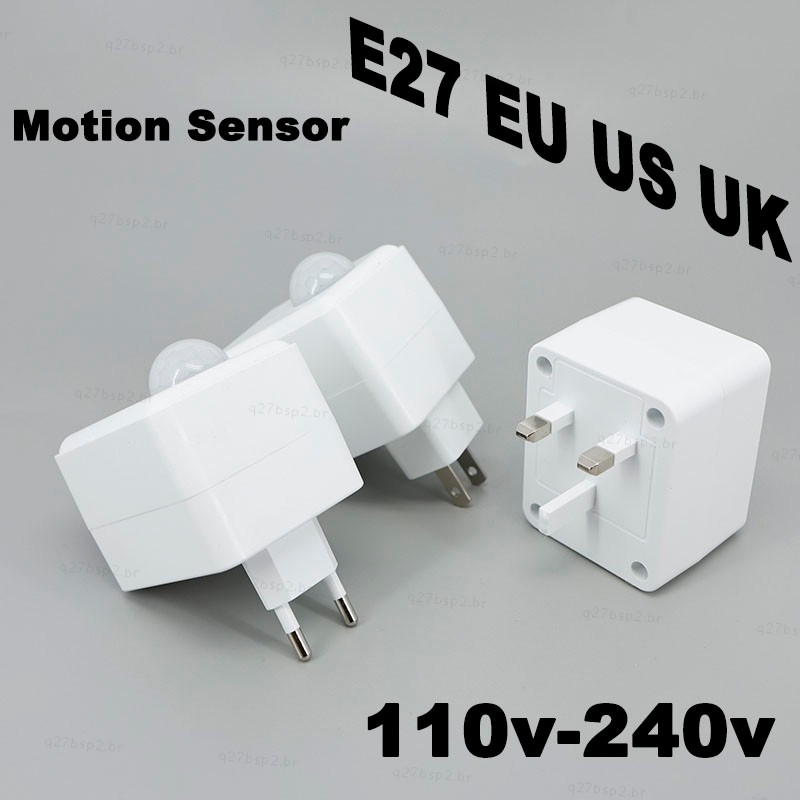 Adaptador De Luz Com Sensor De Movimento E27 AC 110V-240V Auto On/Off PIR Suporte De Lâmpada Tomada Ajustável Ue/Eua/Rei