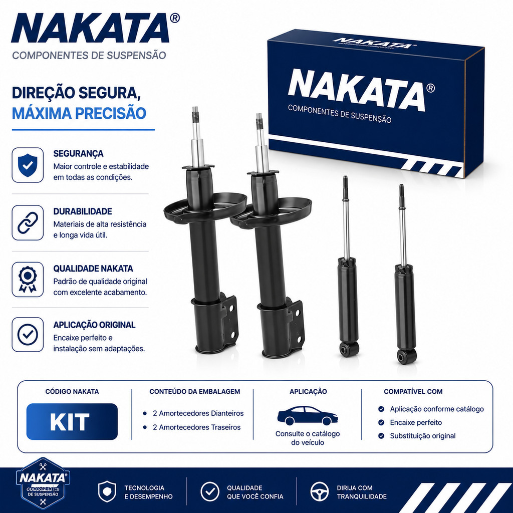 Kit Amortecedor Dianteiro e Traseiro Chevrolet Corsa Classic 2004 até 2012 Nakata