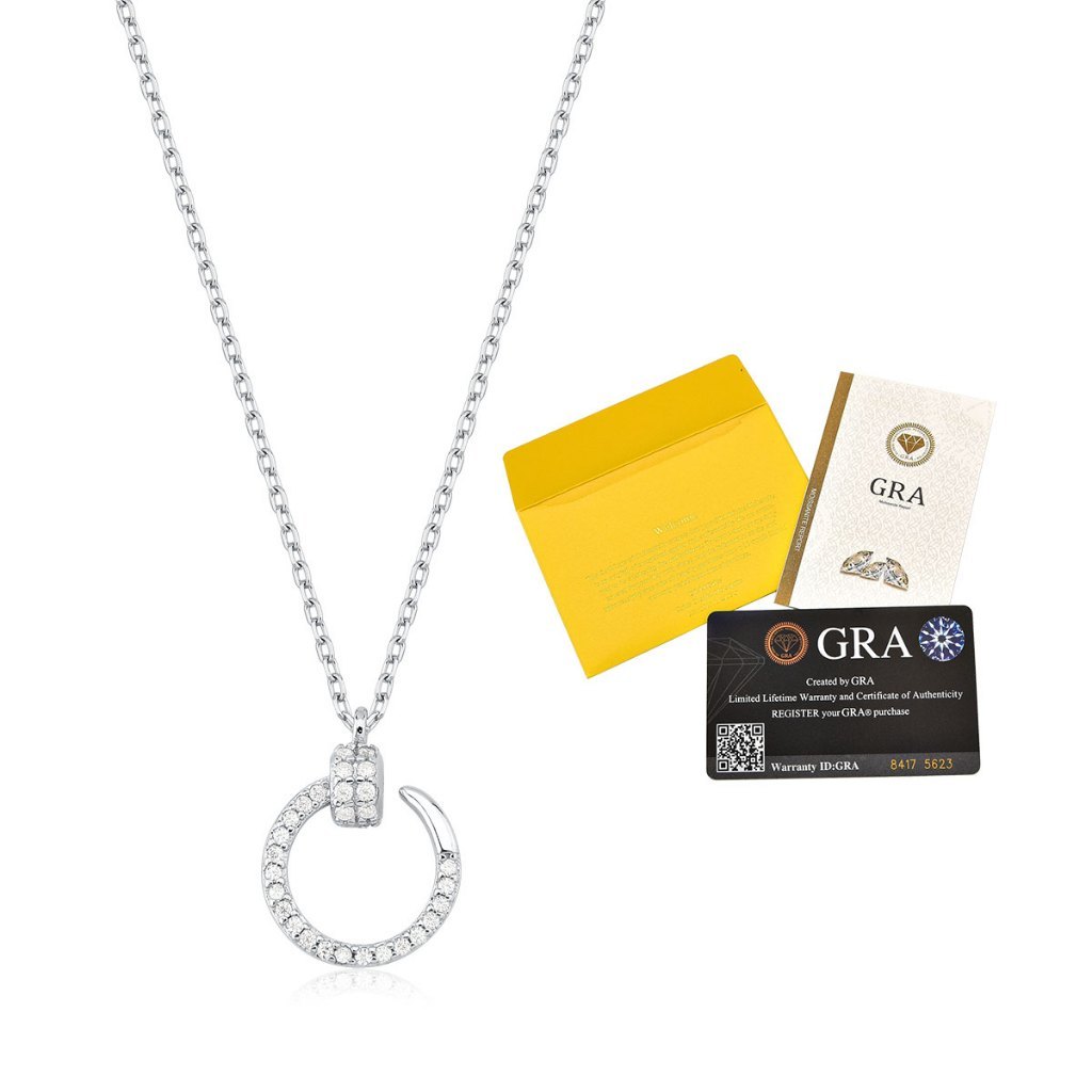 Colar Moissanite de Prata 925 Prego Cravejado