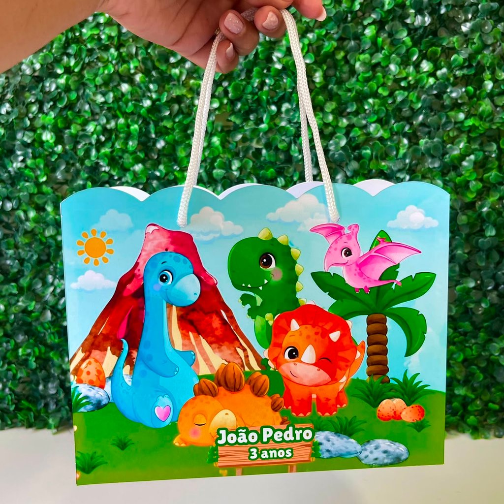 Sacolinha  Nuvem Personalizada DINOSSAURO | Lembrancinha Festa Infantil Aniversário
