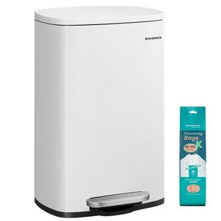 Lixeira de Cozinha SONGMICS de Aço Inoxidável, 13 Galões (50 Litros), para Reciclagem ou Separação de Resíduos, Fechamen