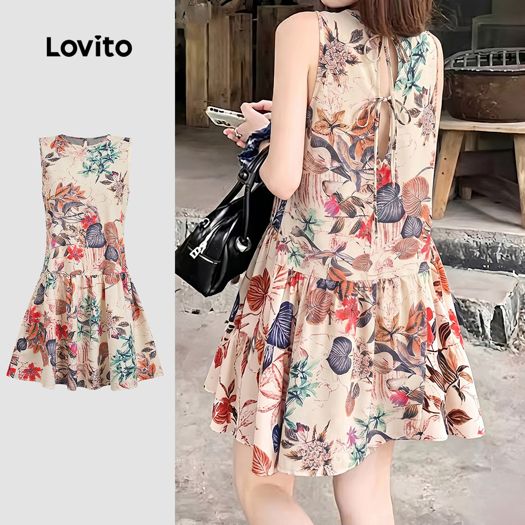 Lovito Vestido Casual Simples de Lazer para Mulheres Primavera/Verão L196ED327