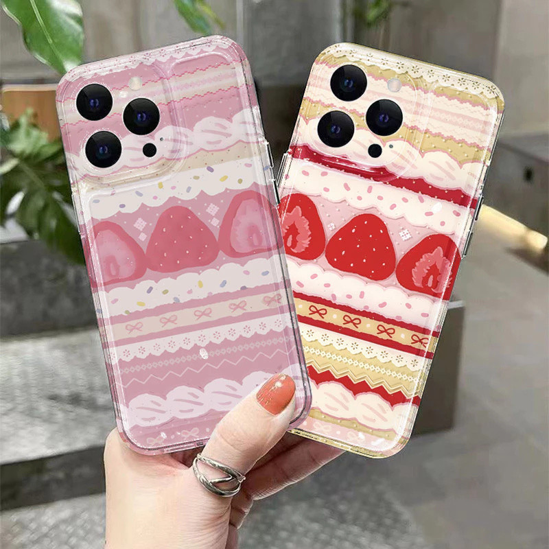 Capa De Celular Flor De Bolo De Morango Para Samsung Galaxy A51 A31 A71 A50 A30 A20 A50S A30S A10 A10S A20S A11 A02 A03 