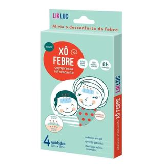 Xô Febre Likluc 4 Adesivos Refrescantes em Gel para Bebê e Crianças Alívio da Febre Compressa 5x12cm