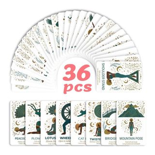 Novo estilo 36 cartões de corpo de yoga energia positiva texto afirmativo cartões inspiradores iniciante yoga postura ap