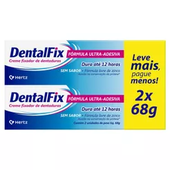 Creme Fixador de Dentaduras DentalFix Sem Sabor 2 Unidades 68g Cada