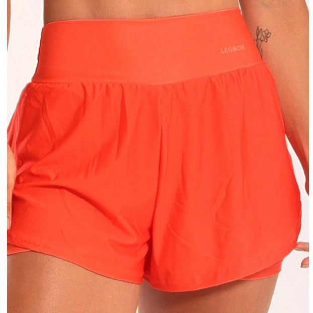 Short Corrida Feminino Duplo Laranja Legbox Academia Fitness Treino Ginastica