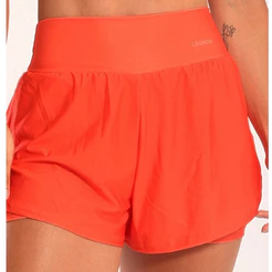 Short Fitness Corrida Feminino Duplo Laranja Zero Transparência Legbox Academia Treino Ginastica