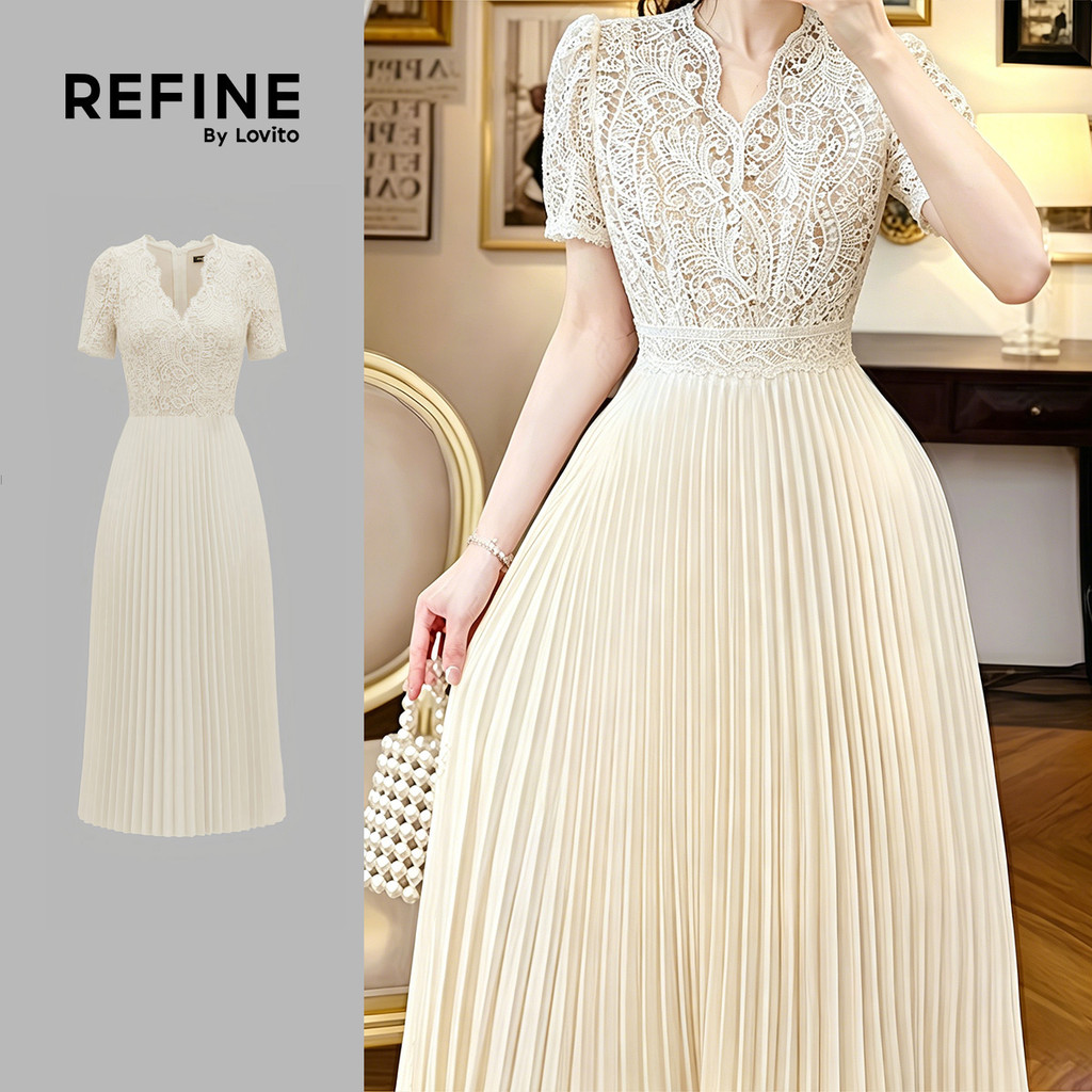 (New Arrival) (Refine by Lovito) Vestido Elegante para Primavera/verão Cor Damas