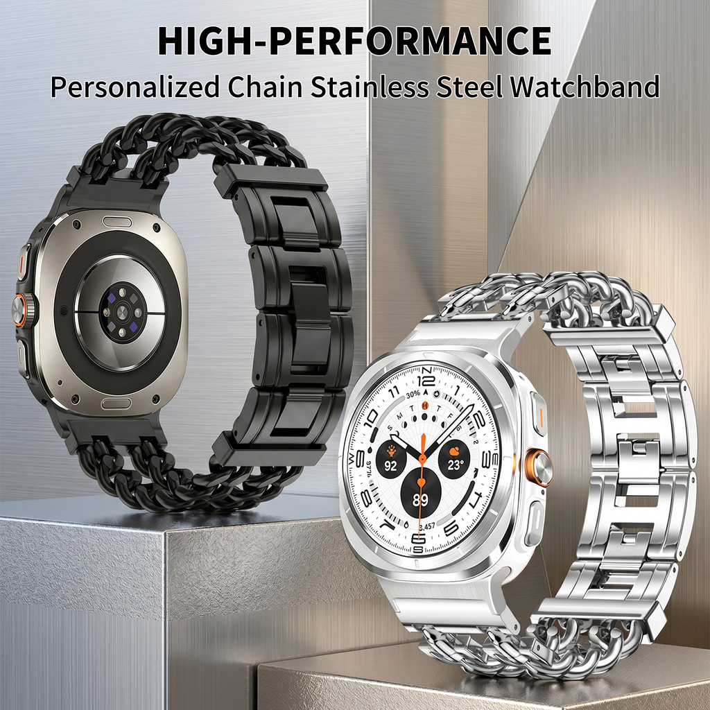 Correias De Aço Inoxidável Correntes De Metal Banda Para Galaxy Watch 9 8 Clássi