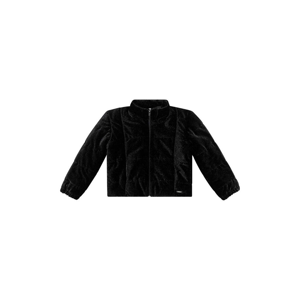 Jaqueta Puffer Infantil Menina Veludo Colorittá Preto