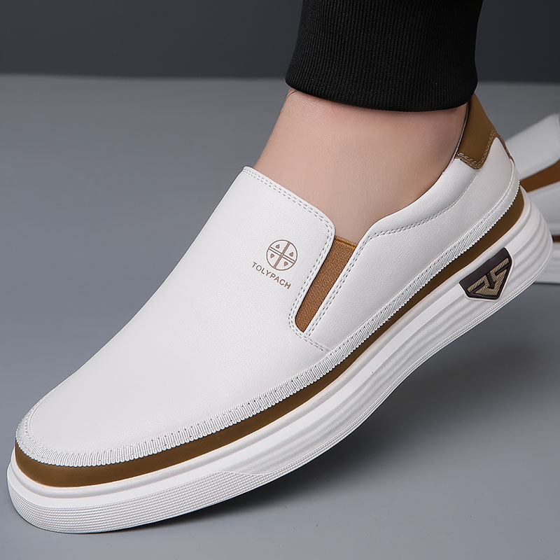 Sapatos de couro masculino 2026 verão novo estilo masculino Casual negócios genuíno deslizamento em malha respirável bra