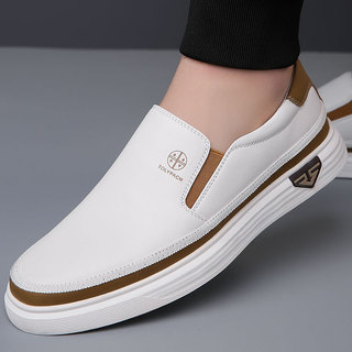 Sapatos de couro masculino 2026 verão novo estilo masculino Casual negócios genuíno deslizamento em malha respirável bra