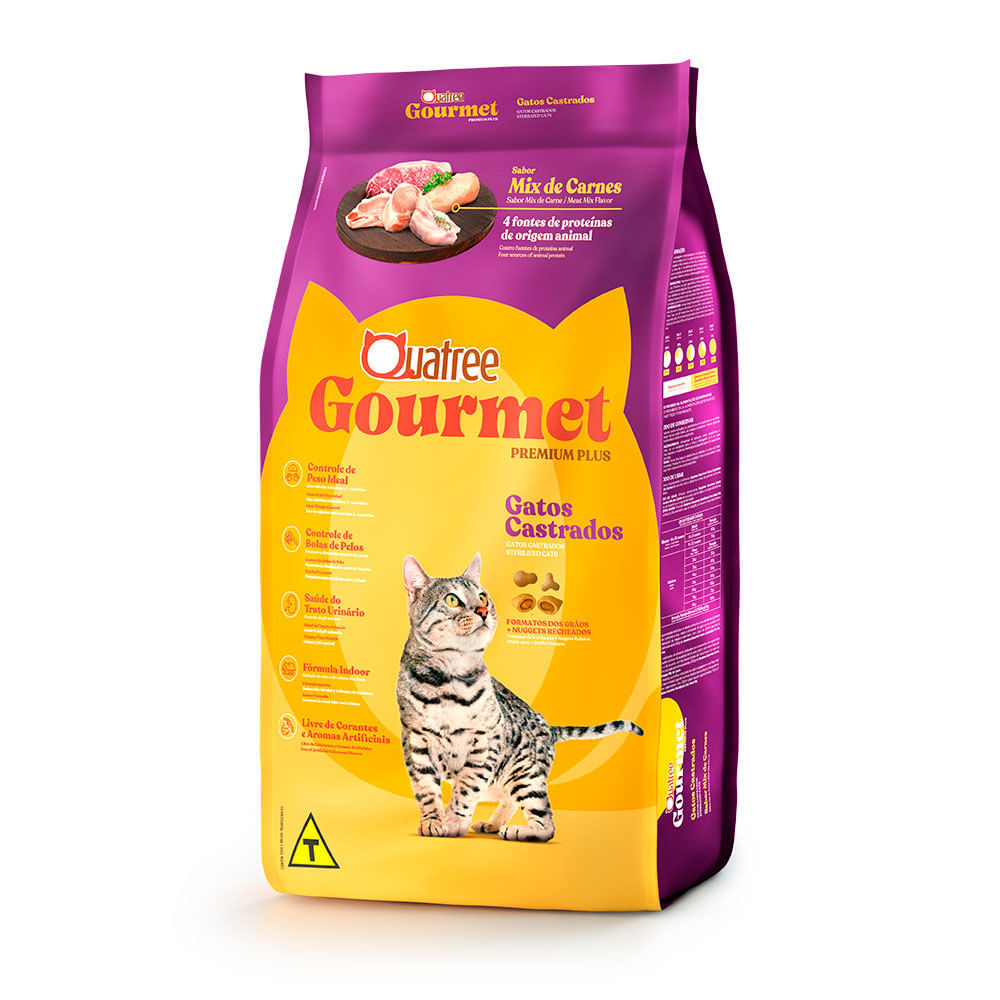 Imagem de Ração para Gatos Castrados Quatree Gourmet Sabor Mix de Carnes 3Kg