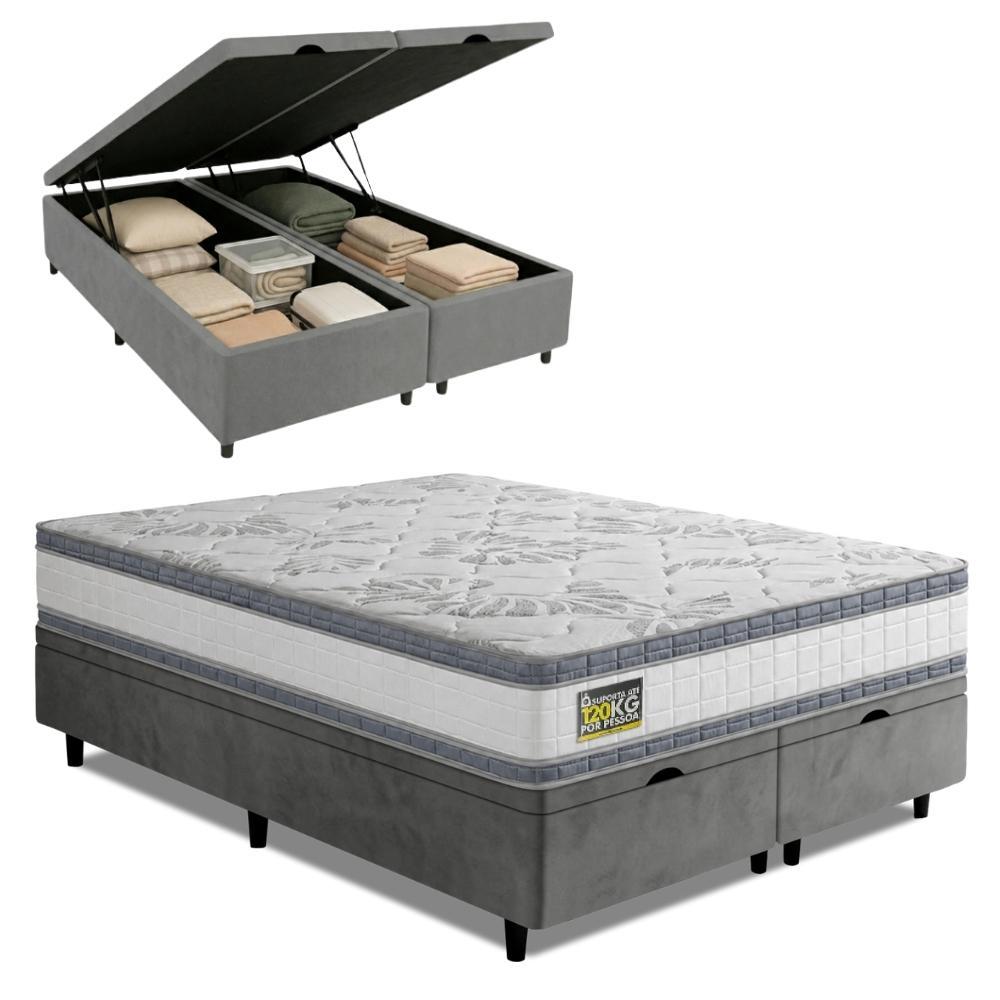 Cama Box Baú Queen Molas Ensacadas D33 Double Face 158x198x68cm Hellen