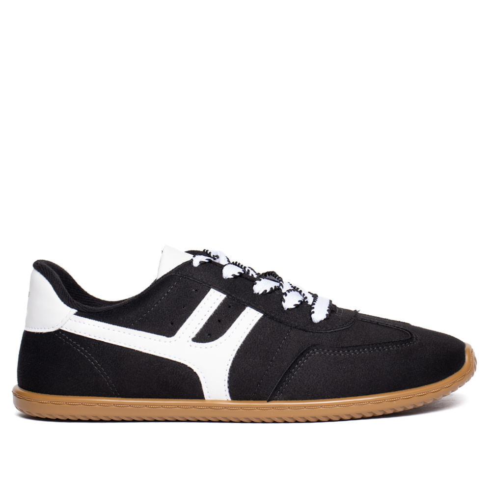 Tênis Feminino Moleca Camurça Napa Preto/Branco