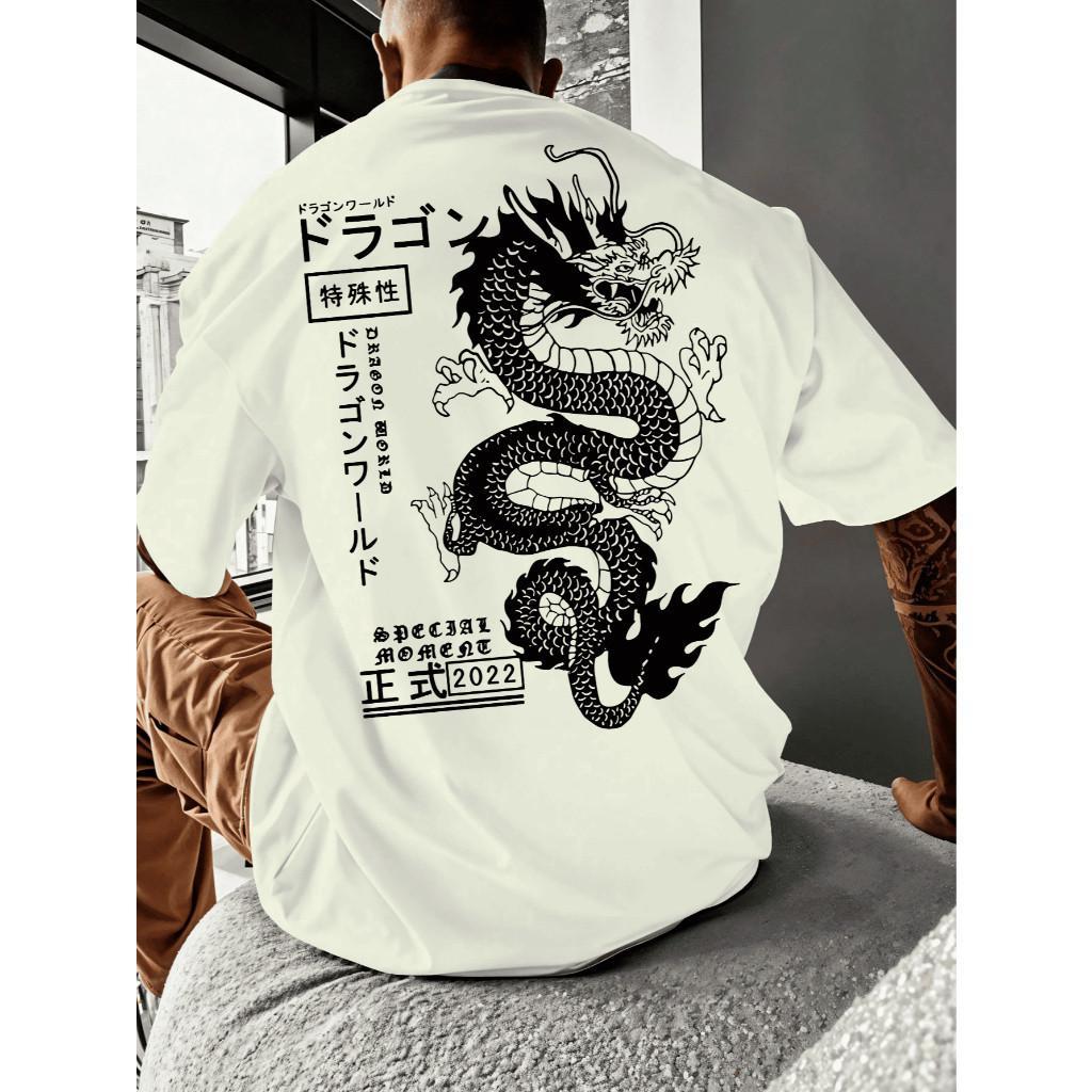 Camiseta Unissex Streetwear Dragon Oriental Camisa Masculina 100% Algodão 30.1 Estampada