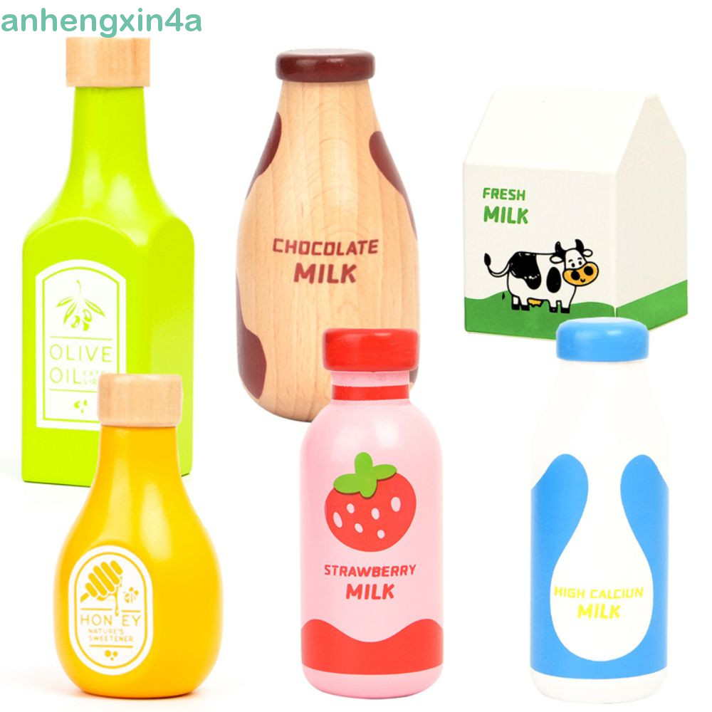 Brinquedos De Comida De Cozinha ANHENGXIN , Jogo De Imitação De Brinquedo De Garrafa De Bebida , De Leite Para Aprendiza