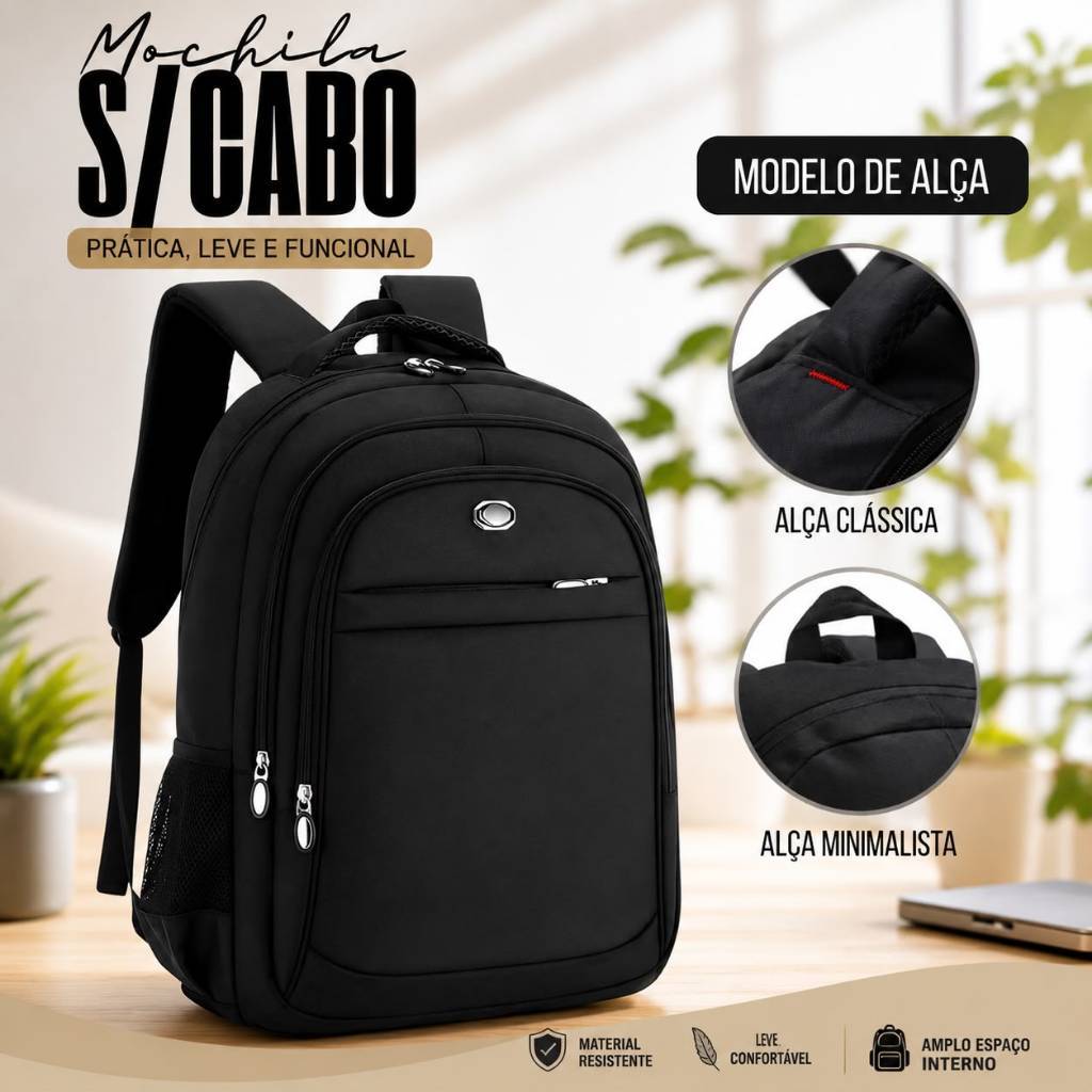 Mochila Bolsa Masculina Executiva Reforçada Grande Escolar Trabalho Faculdade Viagem Resistente