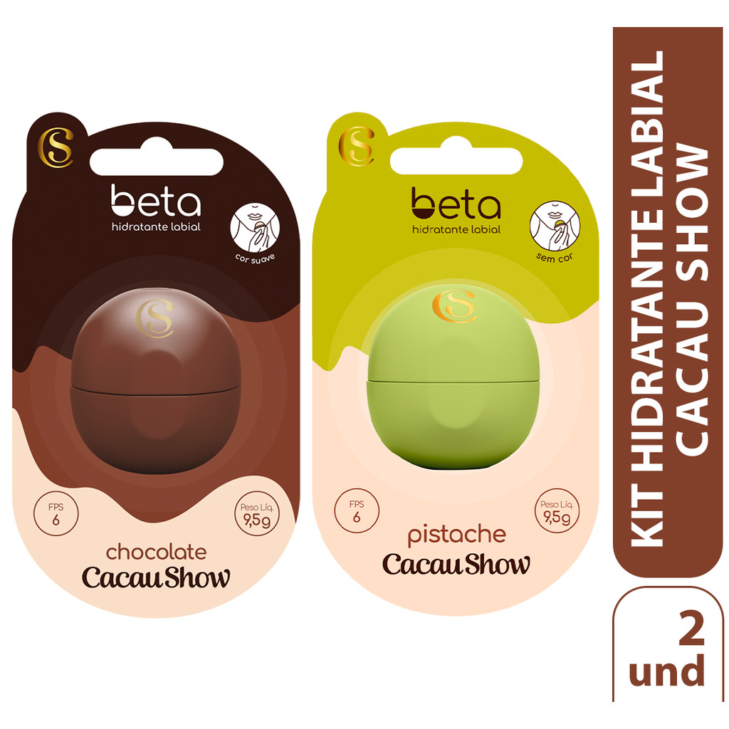 Sem Marca Kit Hidratante Labial Beta + Cacau Show Chocolate 95g