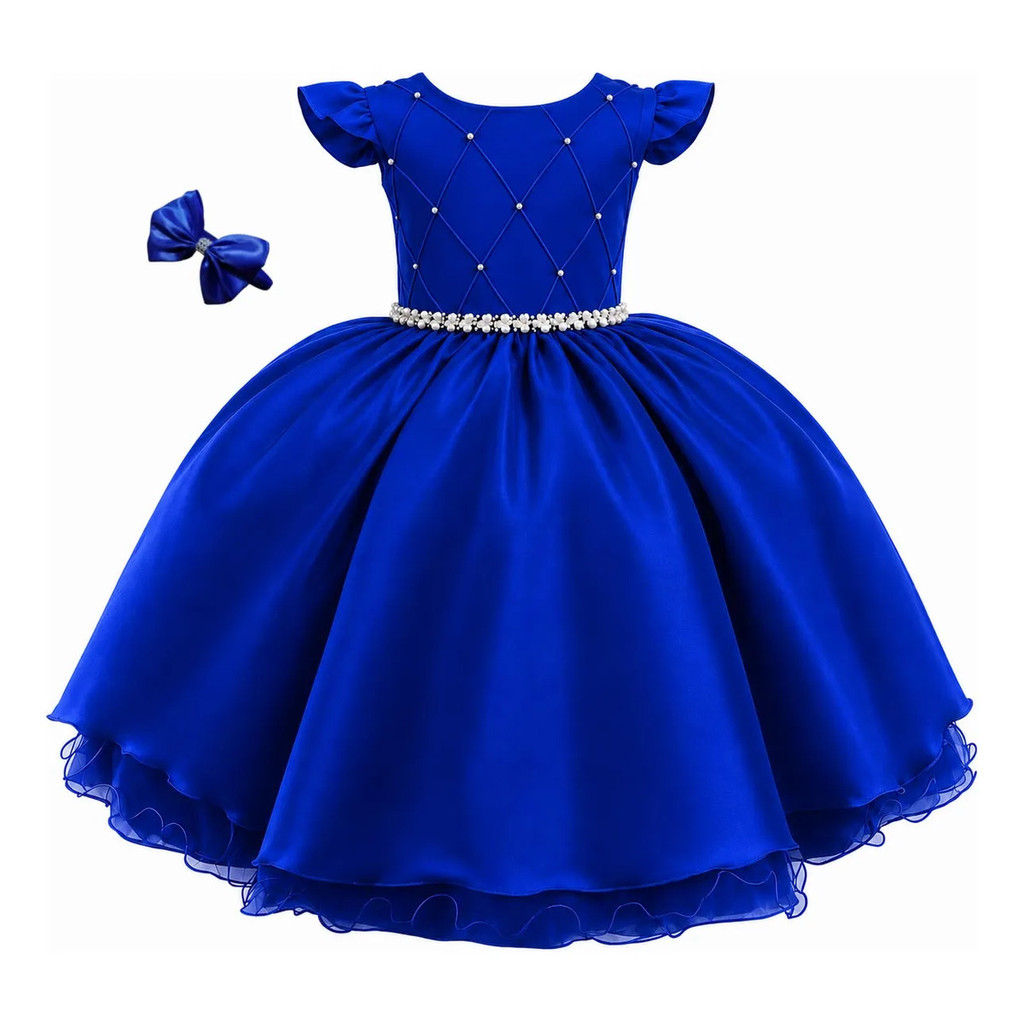 Vestido Infantil Florista Casamento Daminha Luxo Com Tiara Diversas Cores