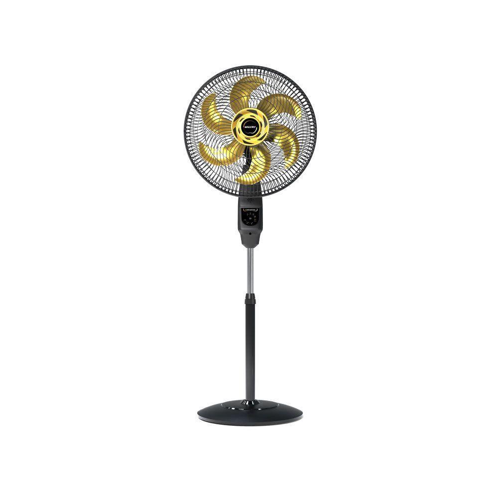Ventilador de Coluna Mallory 140W 6 Pás 3 Velocidades Preto com Dourado Chronos 220V