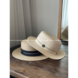 Estilo britânico Retro plana superior chapéu de palha feminino primavera verão férias à beira-mar francês chapéu de sol 