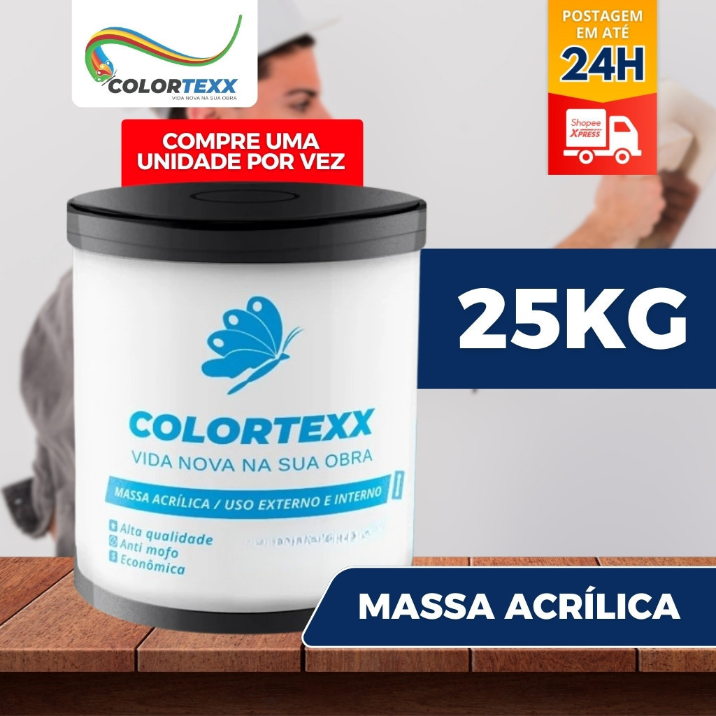 Massa Acrílica Premium 25kg Externo & Interno Acabamento Fácil Aplicação - Color