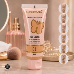 Base Líquida Ludurana Velvety Effect 30ml Alta Cobertura Matte Resistente à Água Não Transfere