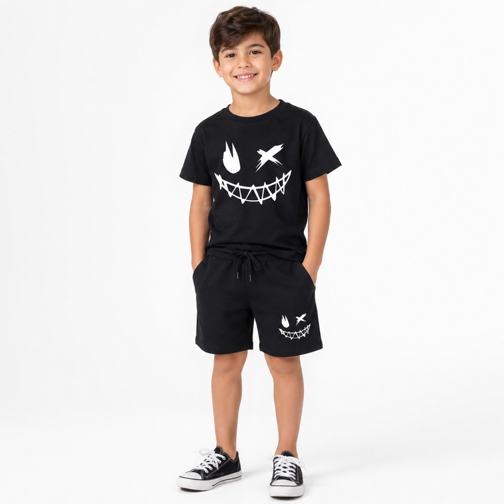 Conjunto Infantil Masculino Estampa Sorriso Street  Moda Kids Infanto Juvenil Adolescente Streewear