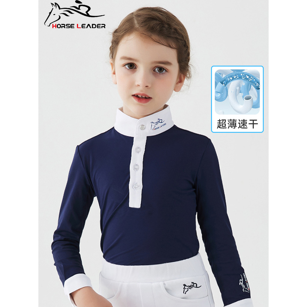 Primavera verão crianças roupas equestres respirável de secagem rápida competição equestre de manga comprida camiseta eq