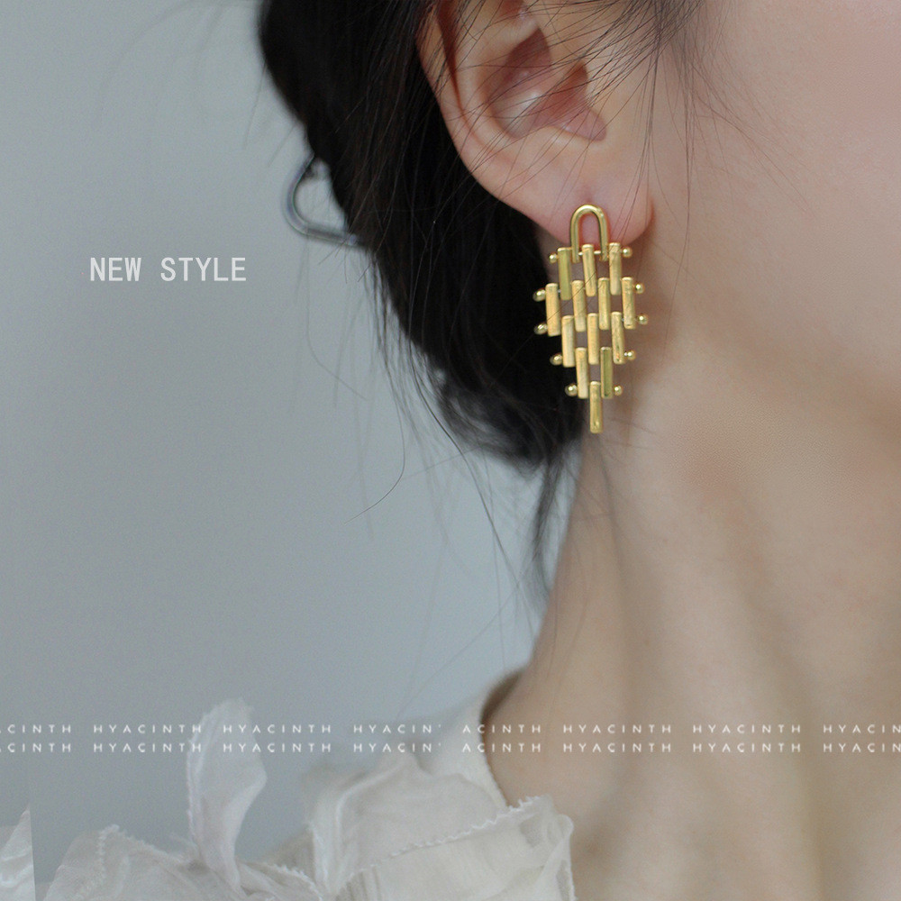 Coreia Dongdaemun moda Trapezoidal brincos estilo europeu americano Retro Design brincos de diamante brincos atmosférico