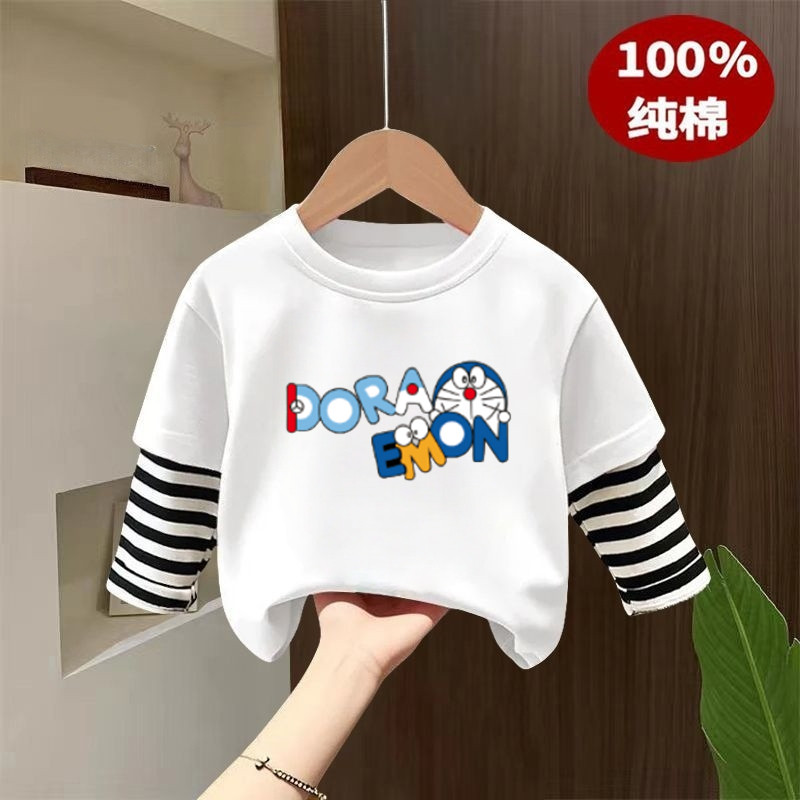 Meninos de manga comprida camiseta algodão puro 2025 outono novo estilo crianças meninas bebê topos camisas de fundo do 