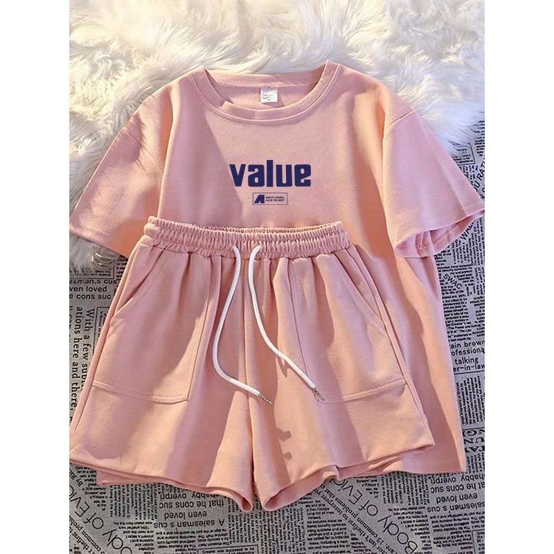 Influenciador moda pijamas femininos verão Shorts de manga curta estudante senhoras podem sair usar casa terno esportivo