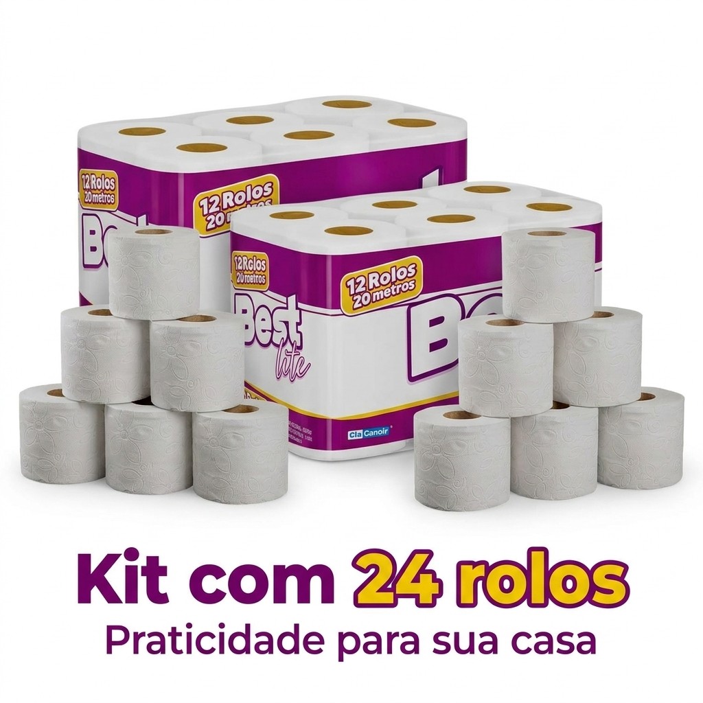 KIt 2 Pacotes Papel Higiênico Best Folha Dupla 20M Com 24rolos
