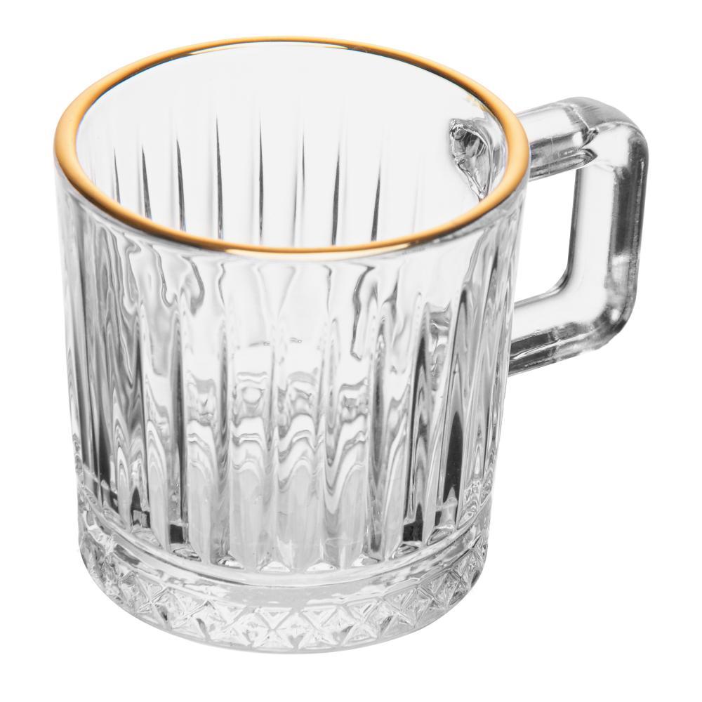 Xícara de Café Deli Diamond com Fio de Ouro 90ml Cristal Lyor Elegante para Mesa Posta Cozinha Sala Presente Sofisticada