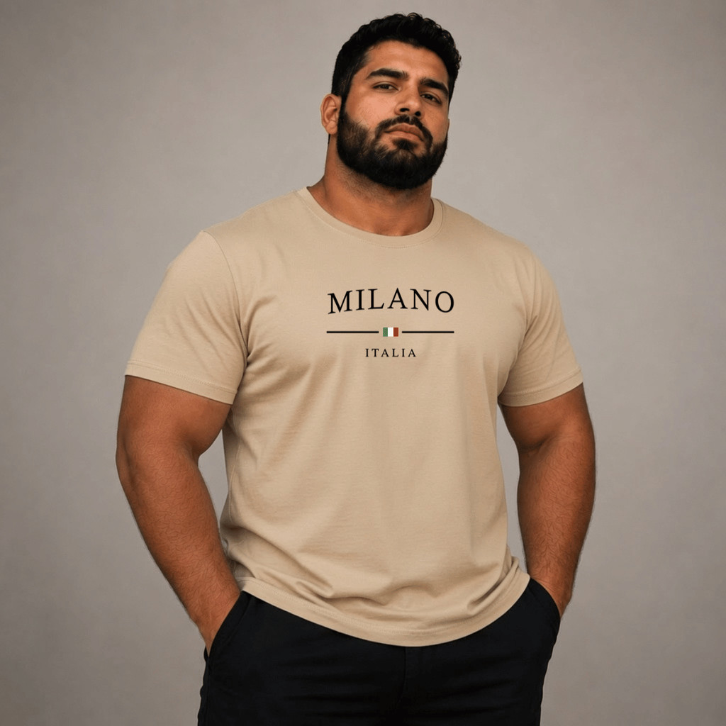 Camiseta Plus Size Masculino Estampado Milano Blusa Academia Treino 100% Algodão
