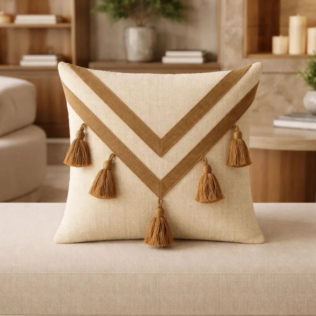 Capa de Almofada Macramê 42x42 Algodão Pompom Artesanal Estilo Boho Decorativa