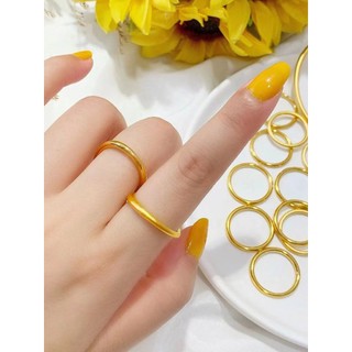 Anel de ouro de areia do vietnã feminino fino brilhante pequeno anel liso simulação banhado a ouro método antigo anel de