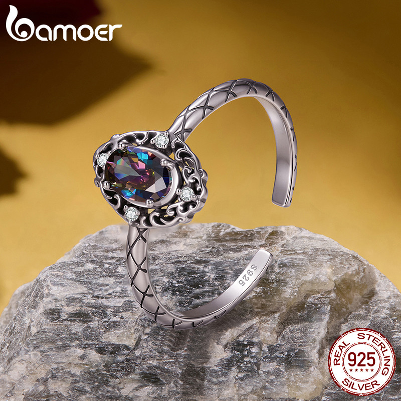 Bamoer 925 Prata Esterlina Anel Aberto Vintage Floral Escultura Estilo Boêmio Joias Da Moda Para Presente Feminino · foto 2