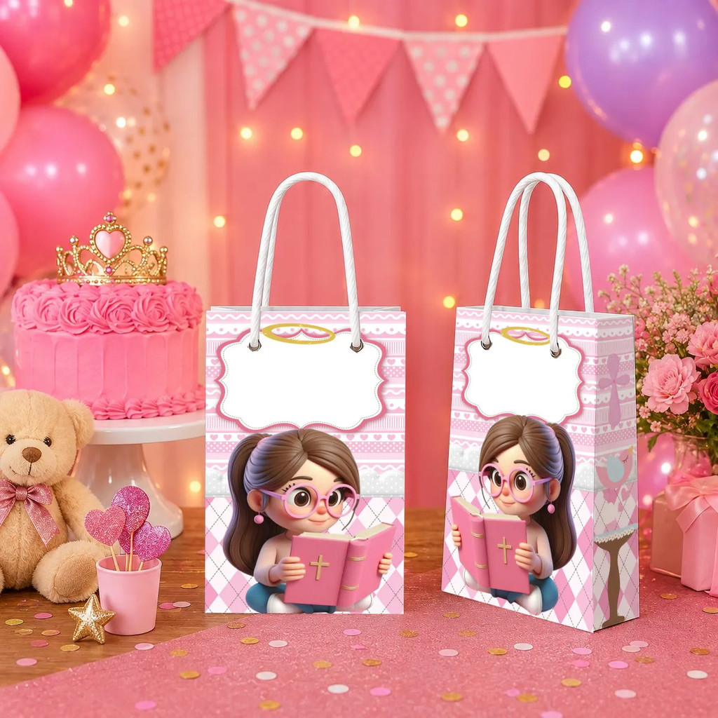 Sacolinhas Surpresa Personalizadas Crisma Eucaristia Lembrancinha Aniversário Com Nome e Idade Sacola Papel