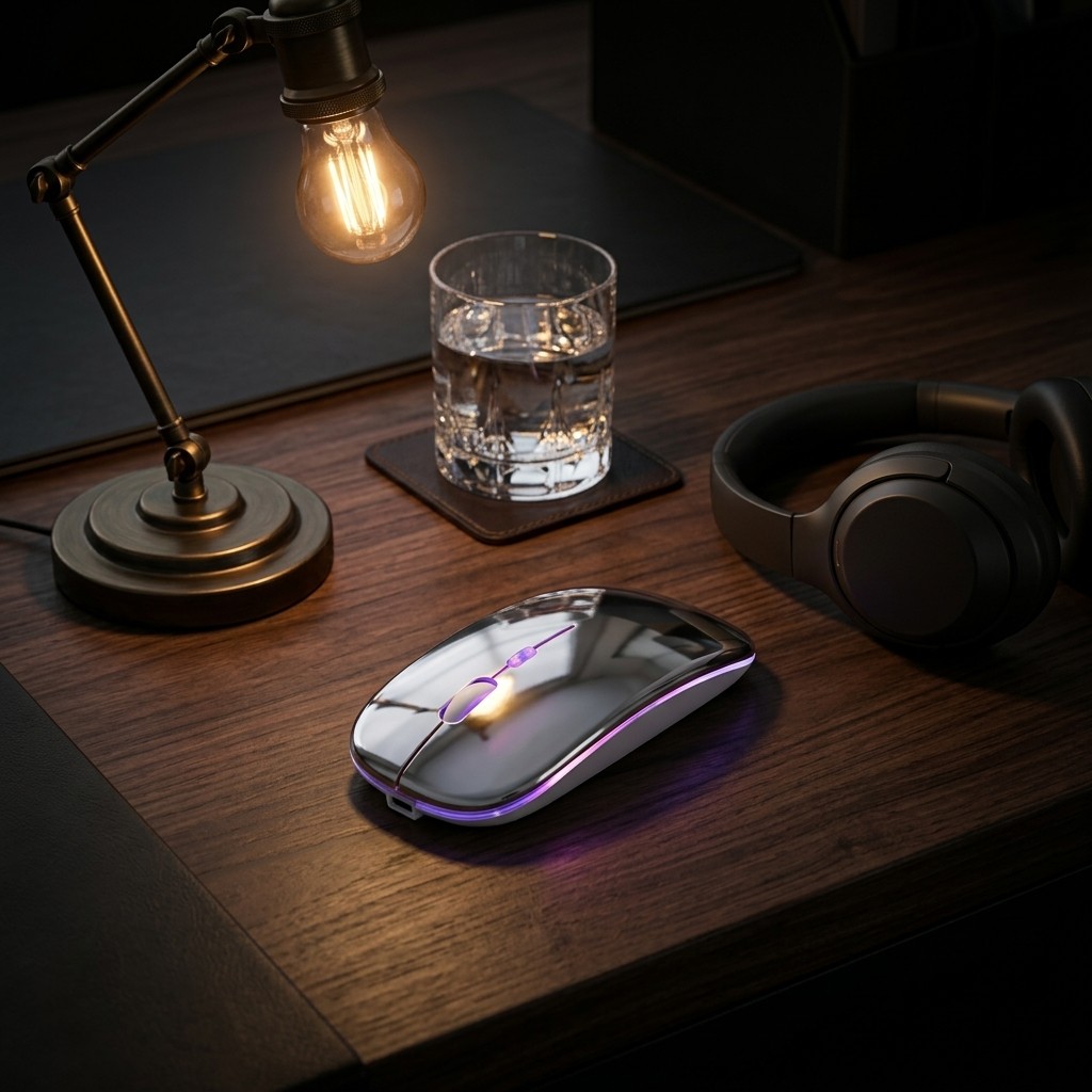 Mouse Portátil Sem Fio Recarregável Bluetooth Silencioso para Notebook e PC