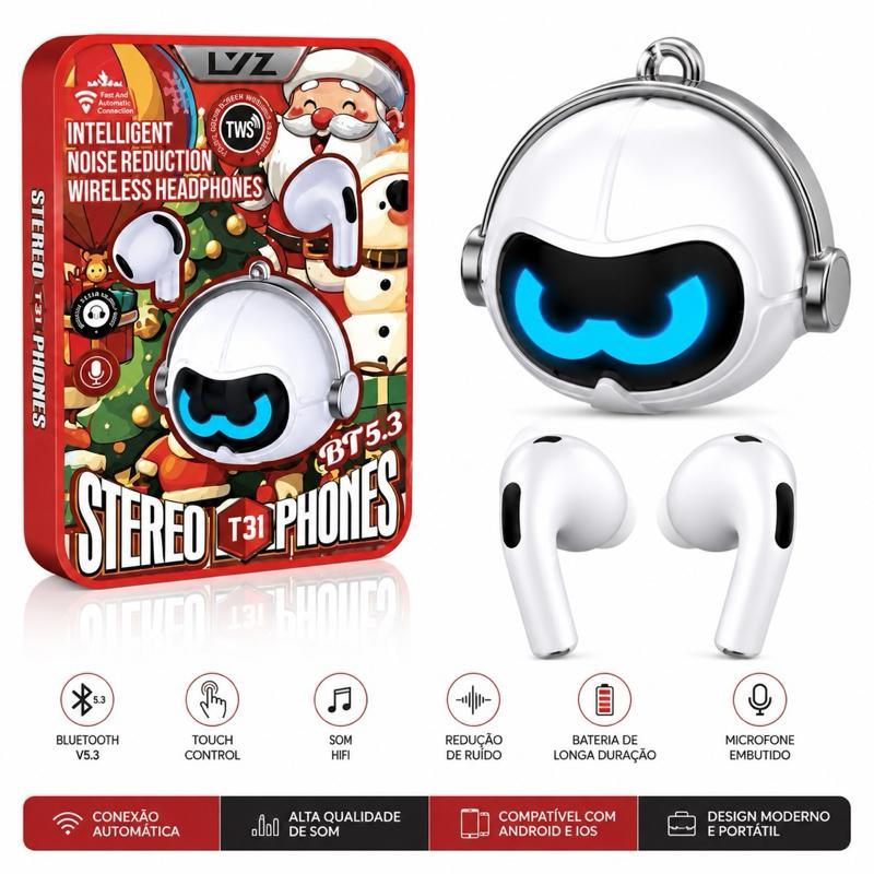 Fone Gamer Bluetooth 5.3 T31 com LED Compatível com Android e iOS Redução de Ruído Alta Qualidade de Som