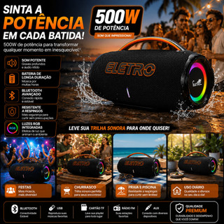 Caixa De Som Bluetooth 500w Graves Potentes Bass Boost Alta Potencia Potatil Bombox 110V/220V