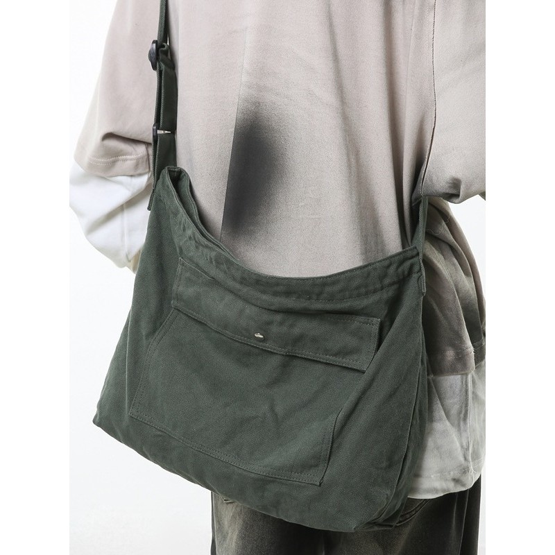 Novo estilo Hong Kong bolsa de lona lavada bolsa mensageiro masculina feminina Casual bolsa de ombro de grande capacidad